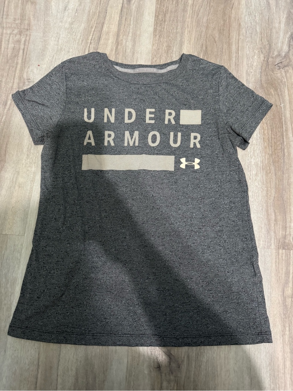 Under Armour Kids' Short Sleeve Logo Tee - Charcoal with Cream Print